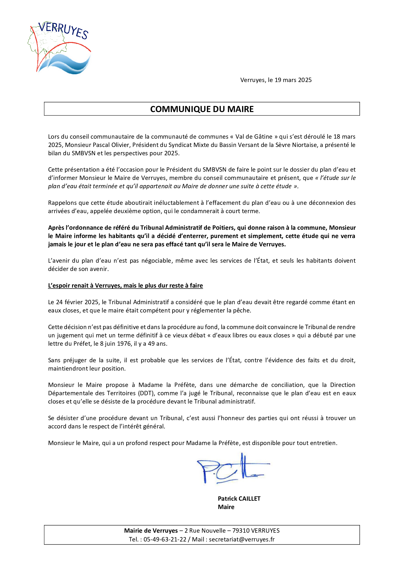 Illustration de l'article : Communiqué du maire